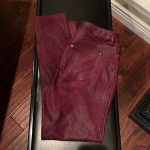 Chico’s Faux-suede burgundy slim pant